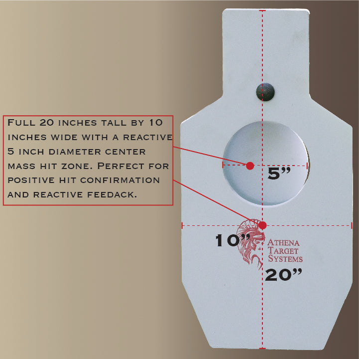 20" Single Hole Dynamic Bullseye Torso Target with Dynamic T-Post Hanger.