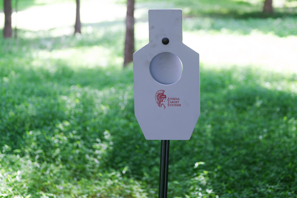 20" Single Hole Dynamic Bullseye Torso Target with Dynamic T-Post Hanger.
