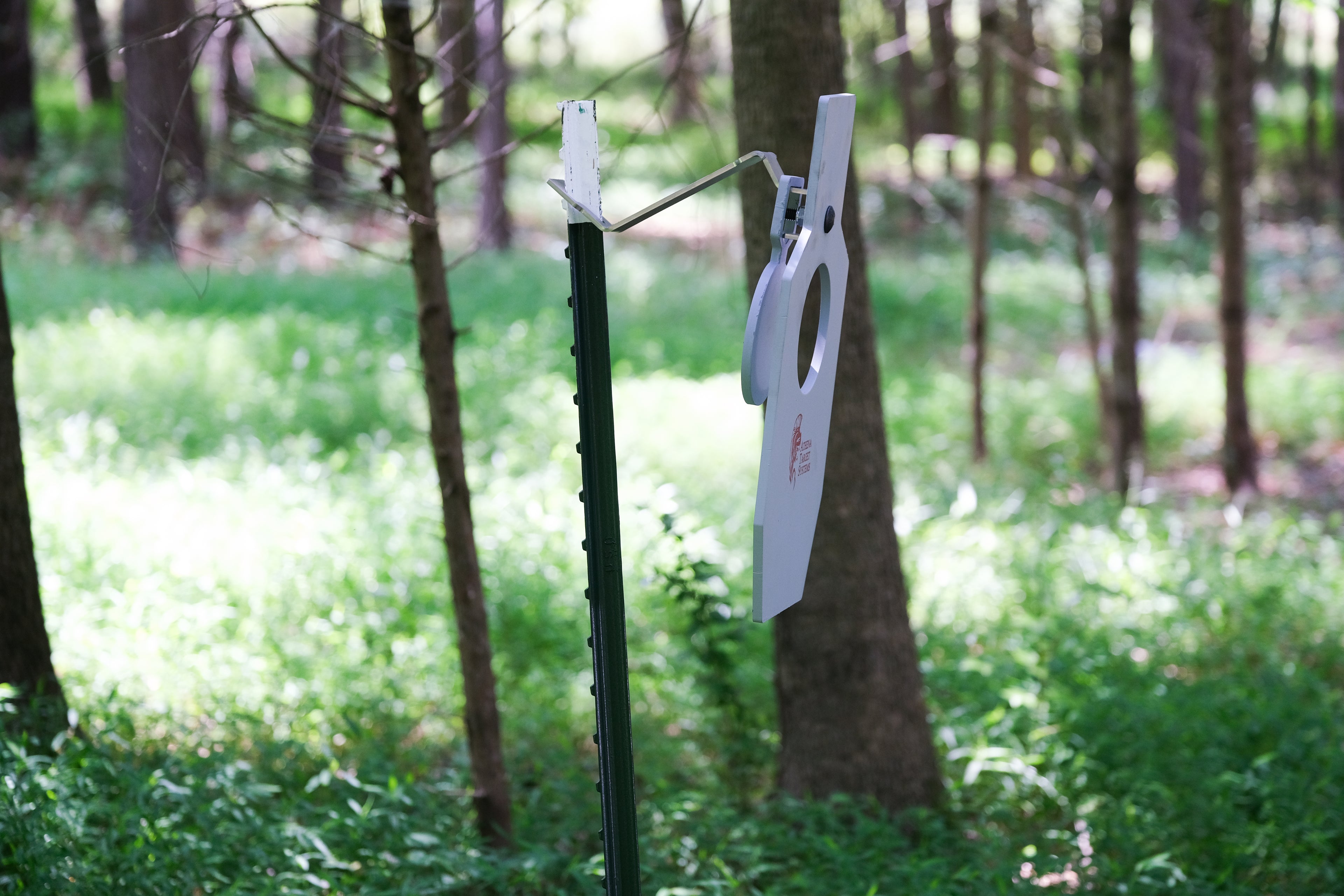 20" Single Hole Dynamic Bullseye Torso Target with Dynamic T-Post Hanger.